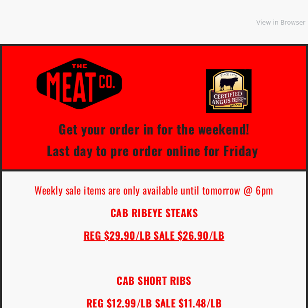 Get your order in for the weekend!