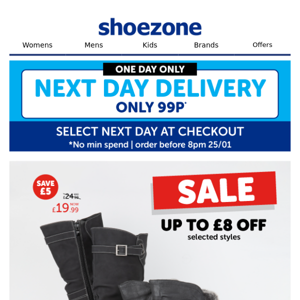 Next day delivery only 99p + SALE reductions