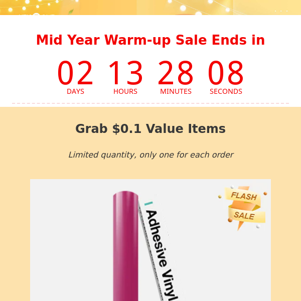 ⏳End Soon! Join Mid Year Warm-up Sale Save up to 50%.