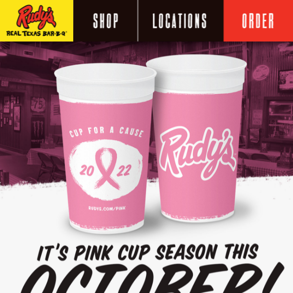 It's Pink Cup Season at Rudy's 💕