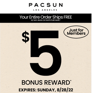 RE: your $5 bonus reward