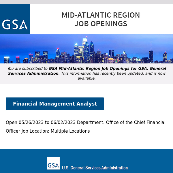 New/Current Job Opportunities in the GSA Mid-Atlantic Region