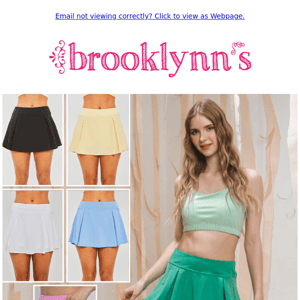 NEW tennis skirts are here! So many colors... Shop in-store or online at www.brooklynns.com.