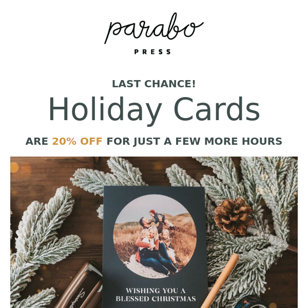 Final hours to save 20% on Holiday Cards