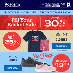ENDS TOMORROW: Fill Your Basket Sale