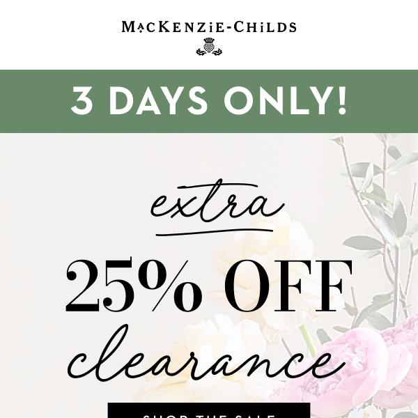 Starts now: Extra 25% off clearance!