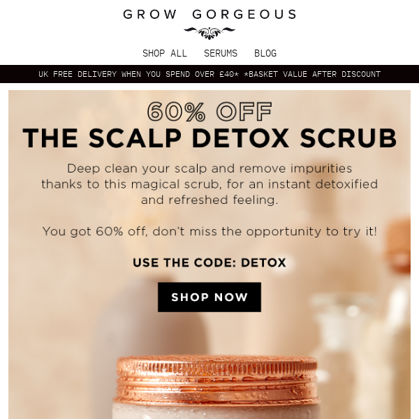 60% off Scalp Detox Scrub 💆‍♀️