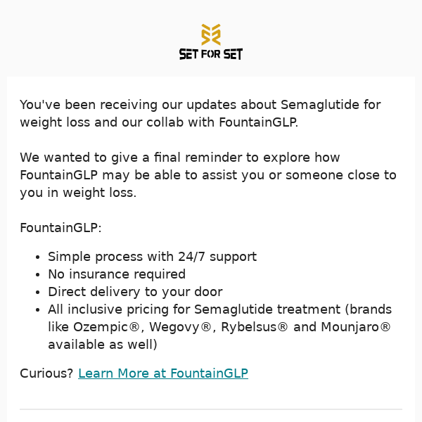Final Reminder: Weight Loss Treatment at FountainGLP