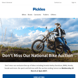 National Bike Auction - Ends Tomorrow