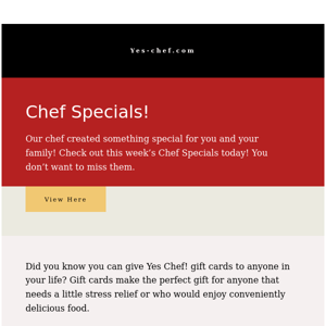 Yes Chef! weekly specials