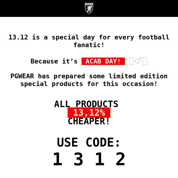 Celebrate ACAB DAY at PGWEAR!👮‍♂️🚫 See new special products and promo code!💣