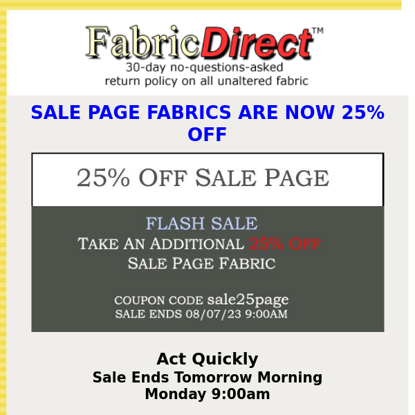 25% OFF FLASH SALE