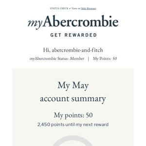 Your monthly myAbercrombie summary. →