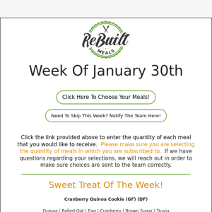 ReBuilt Meals Menu - Week of January 30th