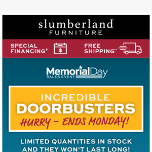 ⏱️Doorbuster deals end Monday – shop now!