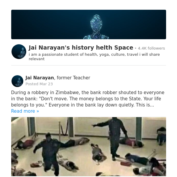 During a robbery in Zimbabwe, the bank robber shouted to everyone in the bank: "Don't move. The money belongs to the State. Your life belongs to yo...
