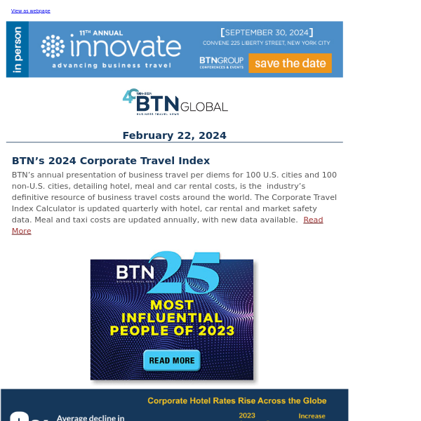 BTN's 2024 Corporate Travel Index; Global Travel Cost Forecasts; Q&A with TAP's Antunes