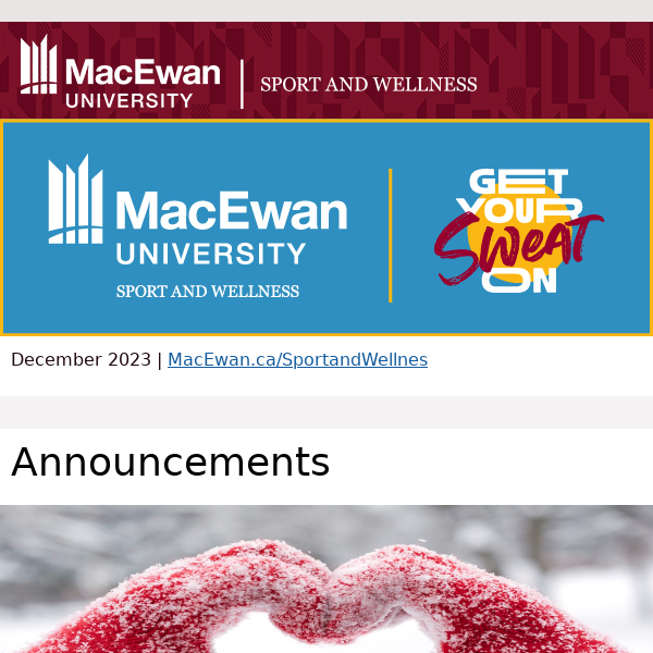 MacEwan Sports and Wellness December 2023 Newsletter