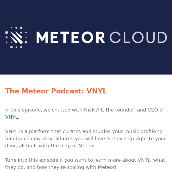 The Meteor Podcast: VNYL 🎙️