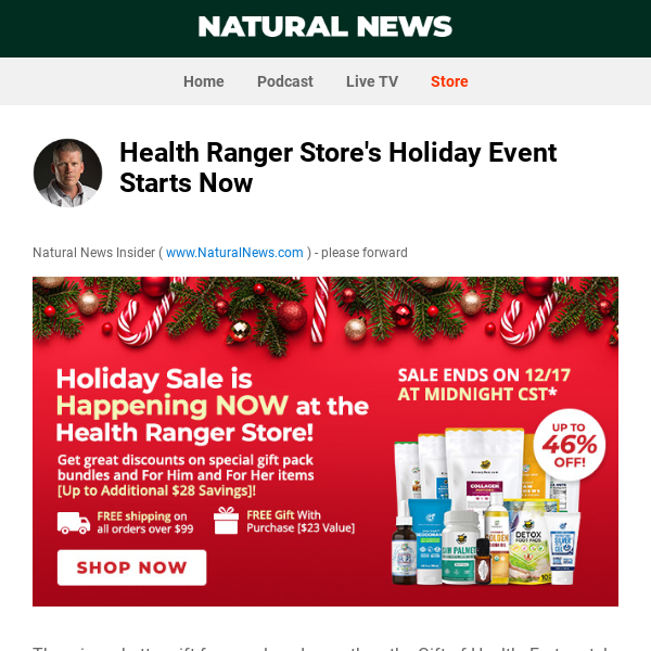 Health Ranger Store's Holiday Event Starts Now