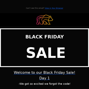 Black Friday Day 1-With the Code