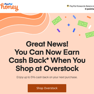 Cash Back is now at Overstock