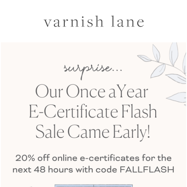 SURPRISE! 20% OFF E-CERTIFICATE FLASH SALE ⚡