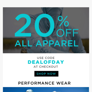 Last chance for 20% off all Apparel!