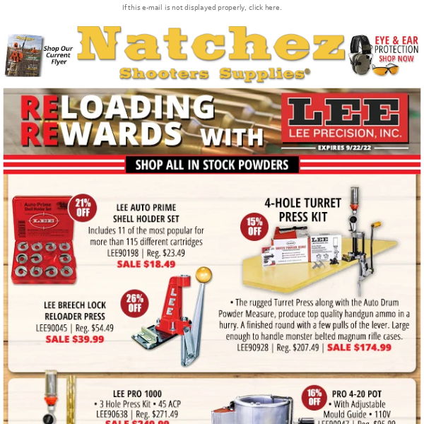 Reloading Rewards with Lee Precision