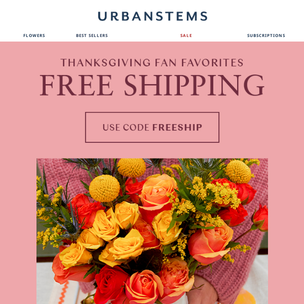 These Thanksgiving flowers ship free!