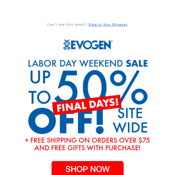 Final Days! ⏰ Up To 50% Off For Labor Day + Free Gifts!