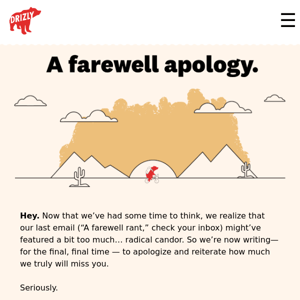 A farewell apology for a farewell rant.