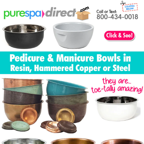 Pure Spa Direct! Hammered Copper, Hammered Steel and Resin... All Amazing! + $10 Off $100 or more of any of our 85,000+ products!