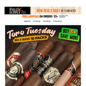 Toro cigar 10-packs buy 3+ & price drops to $37…