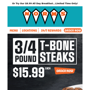 🥩Breakfast, Lunch Or Dinner? 3/4lb T-Bone Steaks, Starting From Only $15.99!