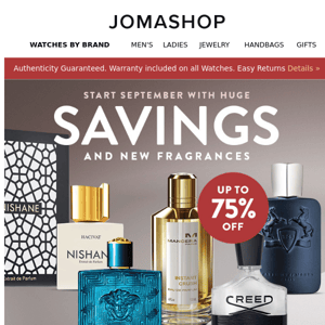 📈 Start September with 75% OFF FRAGRANCES 