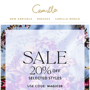 Camilla, Shop 20% Off selected styles