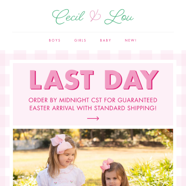 🎉LAST day to order for arrival by Easter!
