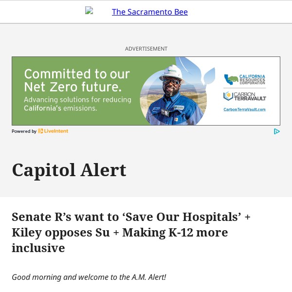 Senate R’s want to ‘Save Our Hospitals’ + Kiley opposes Su + Making K-12 more inclusive
