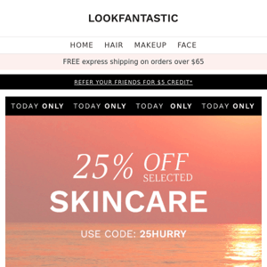 TODAY: 25% OFF SKINCARE ✨