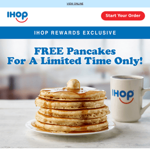 LIMITED TIME DEAL: Earn a FREE full stack of pancakes!