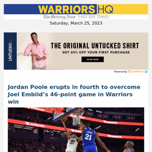 Jordan Poole erupts in fourth to overcome Joel Embiid’s 46-point game in Warriors win