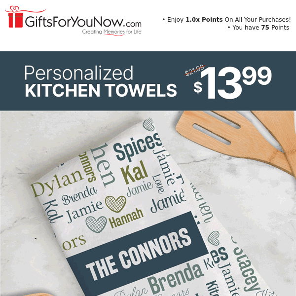 $13.99 Personalized Kitchen Towels