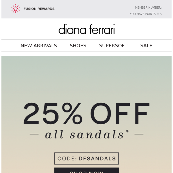 25% Off ALL Sandals!