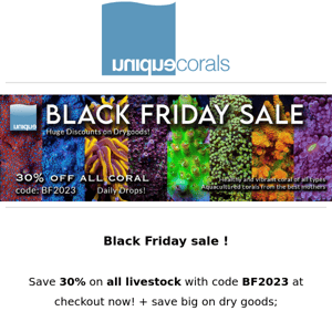 Black Friday Sale happening now! Save 30% on all livestock + huge discounts on Drygoods!  ﻿ ﻿ 　　