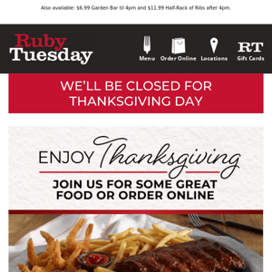 $17.99 NY Strip and more specials for your Pre-Thanksgiving get together!