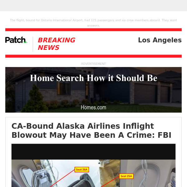 ALERT: CA-Bound Alaska Airlines Inflight Blowout May Have Been A Crime: FBI – Fri 04:11:30PM