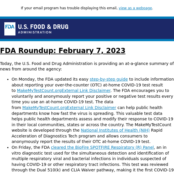 FDA Roundup: February 7, 2023
