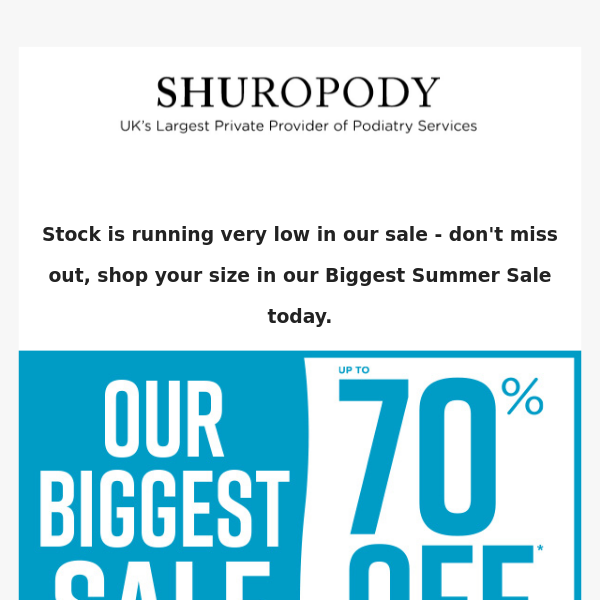 Shop your size in our Biggest Summer Sale with up to 70% off.