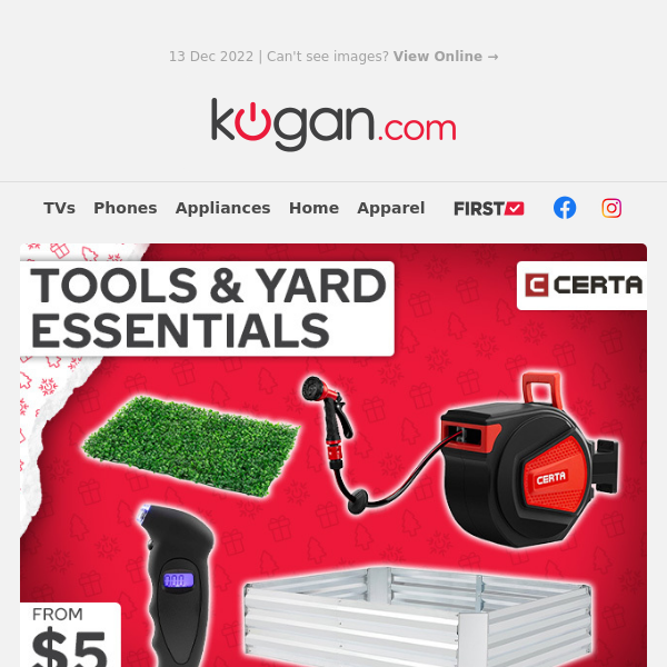 Christmas Sale: Tools & Backyard Essentials from $5 🛠️